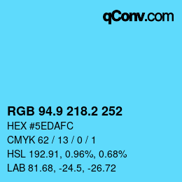 Color code: RGB 94.9 218.2 252 | qconv.com