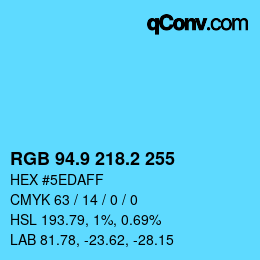 Color code: RGB 94.9 218.2 255 | qconv.com