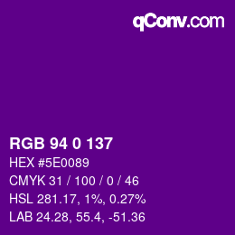 Color code: RGB 94 0 137 | qconv.com