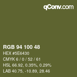 Farbcode: RGB 94 100 48 | qconv.com