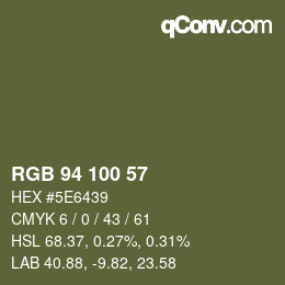 Color code: RGB 94 100 57 | qconv.com
