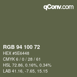 Color code: RGB 94 100 72 | qconv.com