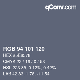 颜色代码: RGB 94 101 120 | qconv.com