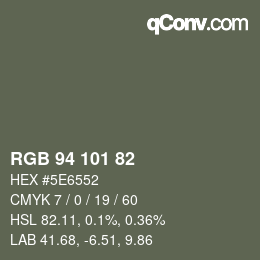 Código de color: RGB 94 101 82 | qconv.com