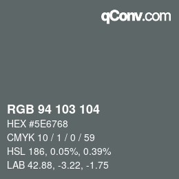 Color code: RGB 94 103 104 | qconv.com