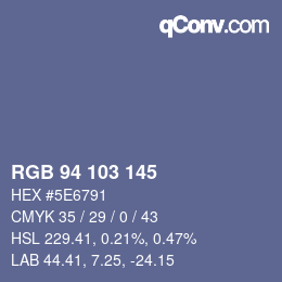 Color code: RGB 94 103 145 | qconv.com