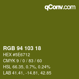 Color code: RGB 94 103 18 | qconv.com