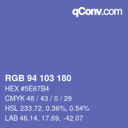 Color code: RGB 94 103 180 | qconv.com