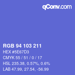 Color code: RGB 94 103 211 | qconv.com