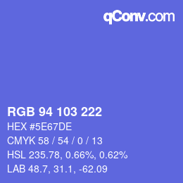 Color code: RGB 94 103 222 | qconv.com