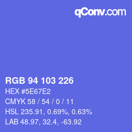 Color code: RGB 94 103 226 | qconv.com