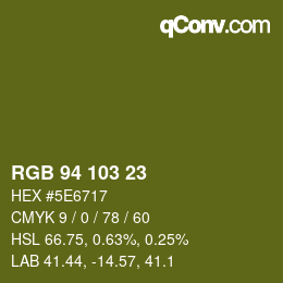 カラーコード: RGB 94 103 23 | qconv.com