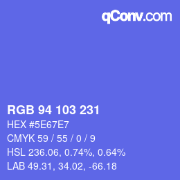 Color code: RGB 94 103 231 | qconv.com