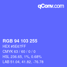 Color code: RGB 94 103 255 | qconv.com