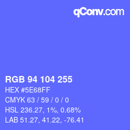 Color code: RGB 94 104 255 | qconv.com
