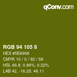カラーコード: RGB 94 105 8 | qconv.com