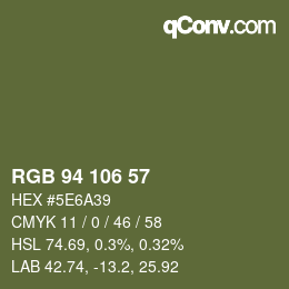 Color code: RGB 94 106 57 | qconv.com