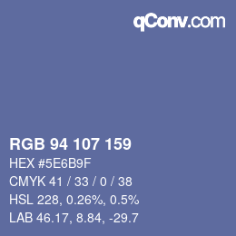 カラーコード: RGB 94 107 159 | qconv.com