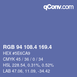 カラーコード: RGB 94 108.4 169.4 | qconv.com