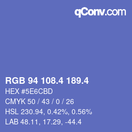 カラーコード: RGB 94 108.4 189.4 | qconv.com