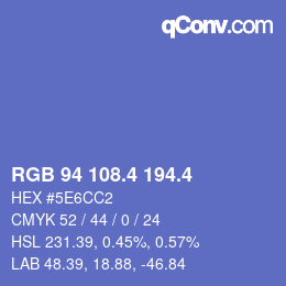 カラーコード: RGB 94 108.4 194.4 | qconv.com