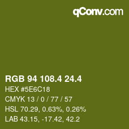 カラーコード: RGB 94 108.4 24.4 | qconv.com