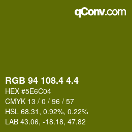 カラーコード: RGB 94 108.4 4.4 | qconv.com