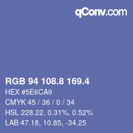 カラーコード: RGB 94 108.8 169.4 | qconv.com