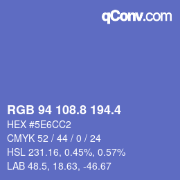 カラーコード: RGB 94 108.8 194.4 | qconv.com