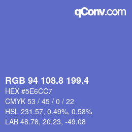 カラーコード: RGB 94 108.8 199.4 | qconv.com