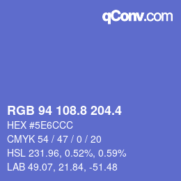 カラーコード: RGB 94 108.8 204.4 | qconv.com