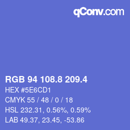 カラーコード: RGB 94 108.8 209.4 | qconv.com