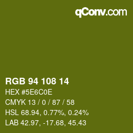 Color code: RGB 94 108 14 | qconv.com