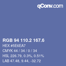 カラーコード: RGB 94 110.2 167.6 | qconv.com
