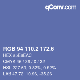 カラーコード: RGB 94 110.2 172.6 | qconv.com