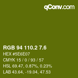 カラーコード: RGB 94 110.2 7.6 | qconv.com