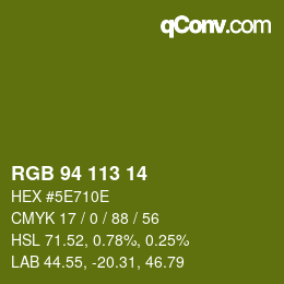 Color code: RGB 94 113 14 | qconv.com