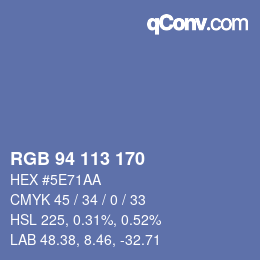 Color code: RGB 94 113 170 | qconv.com