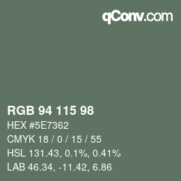 颜色代码: RGB 94 115 98 | qconv.com
