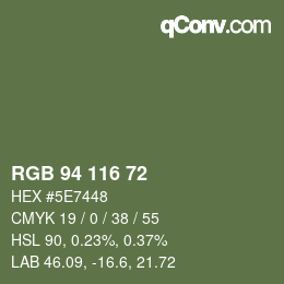 カラーコード: RGB 94 116 72 | qconv.com