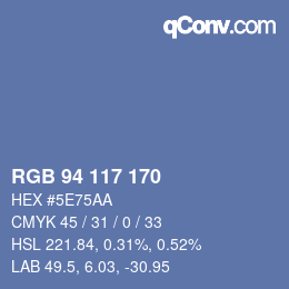 颜色代码: RGB 94 117 170 | qconv.com