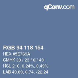 Code couleur: RGB 94 118 154 | qconv.com