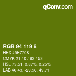Color code: RGB 94 119 8 | qconv.com