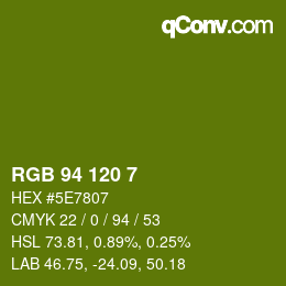 カラーコード: RGB 94 120 7 | qconv.com