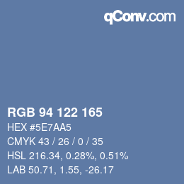 颜色代码: RGB 94 122 165 | qconv.com