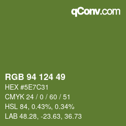 カラーコード: RGB 94 124 49 | qconv.com