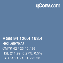 カラーコード: RGB 94 126.4 163.4 | qconv.com