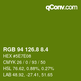 カラーコード: RGB 94 126.8 8.4 | qconv.com