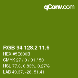 カラーコード: RGB 94 128.2 11.6 | qconv.com
