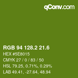 カラーコード: RGB 94 128.2 21.6 | qconv.com
